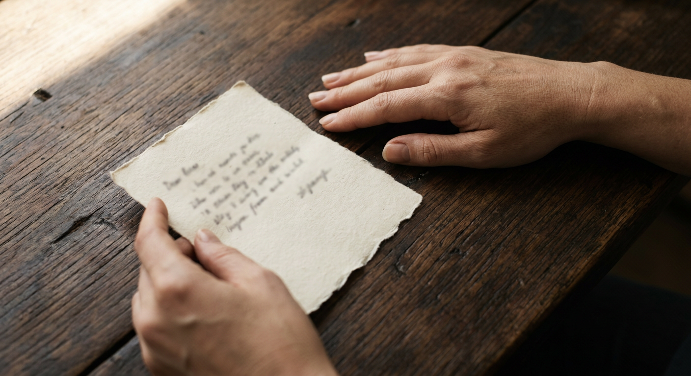 Vista aérea de mãos trocando perguntas escritas — feedback interpessoal e autoconhecimento