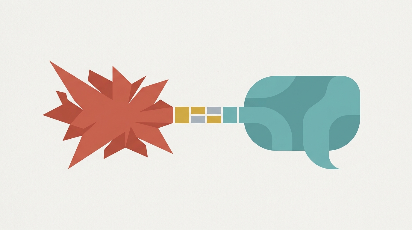 Ilustração de conflito de casal com comunicação não violenta representada por formas geométricas